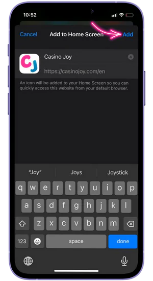 Name the App and Confirm